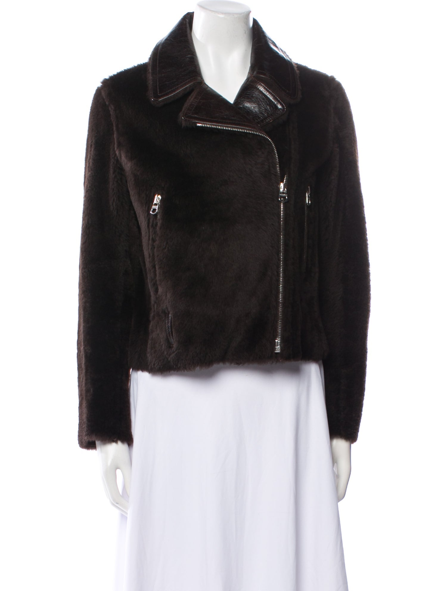 Sandro Lamb Fur Faux Fur Jacket