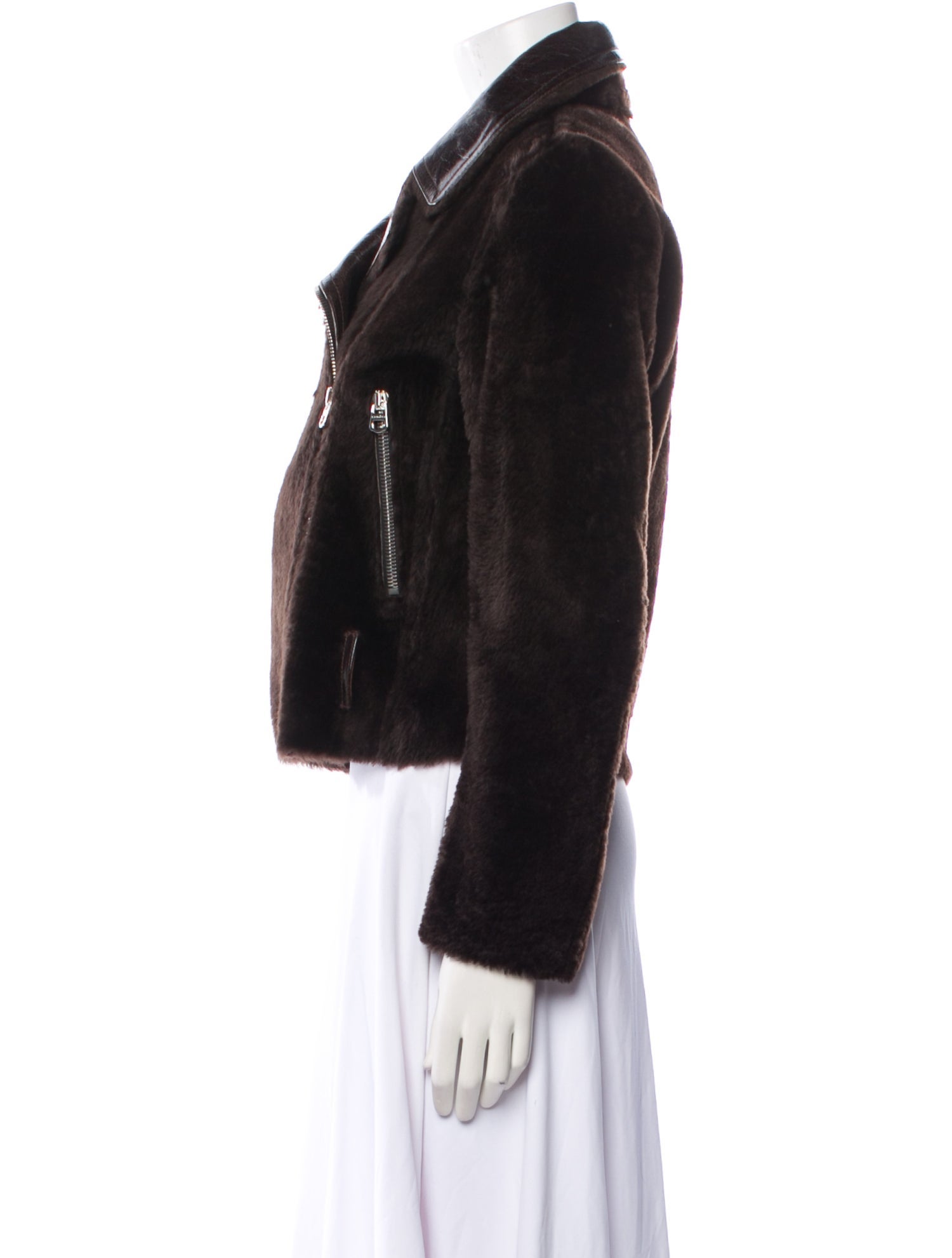 Sandro Lamb Fur Faux Fur Jacket