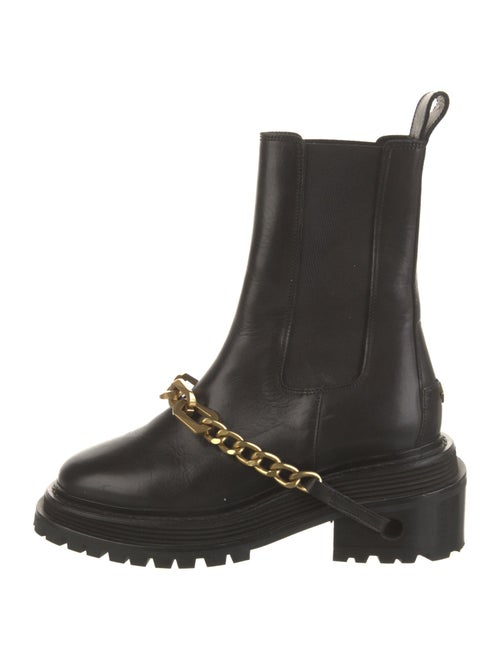 Sandro Leather Chain-Link Accents Combat Boots