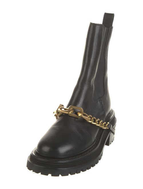 Sandro Leather Chain-Link Accents Combat Boots