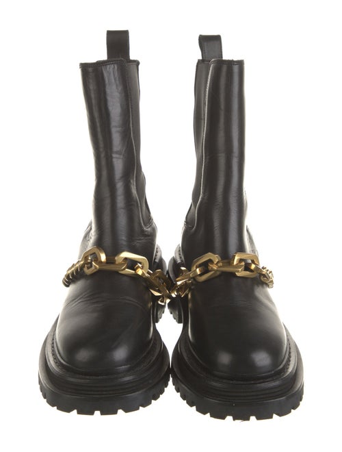 Sandro Leather Chain-Link Accents Combat Boots