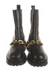 Sandro Leather Chain-Link Accents Combat Boots