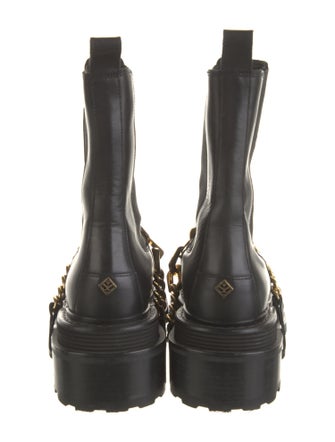 Sandro Leather Chain-Link Accents Combat Boots