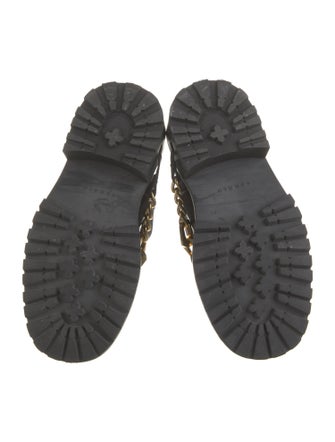 Sandro Leather Chain-Link Accents Combat Boots