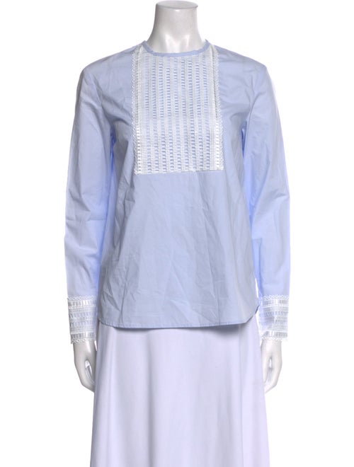 Sandro Striped Crew Neck Button-Up Top