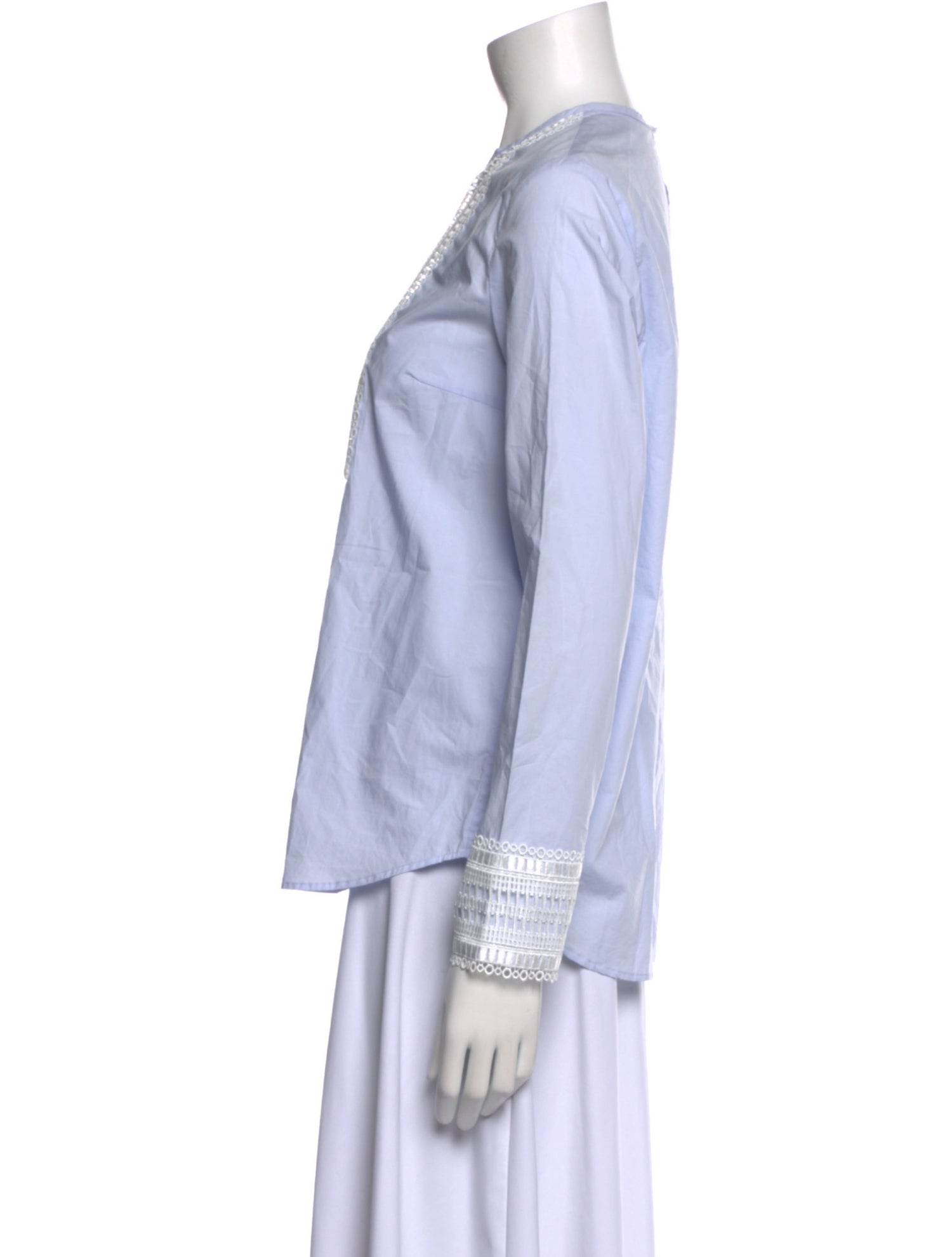 Sandro Striped Crew Neck Button-Up Top