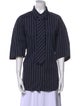 Sandro Striped Three-Quarter Sleeve Button-Up Top