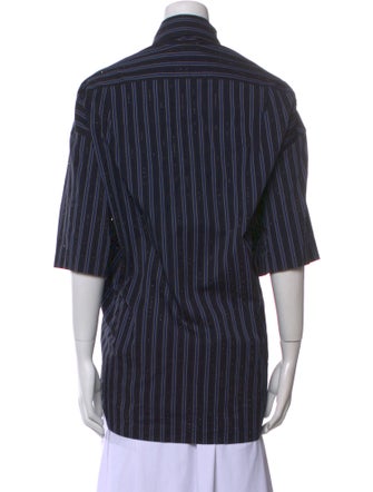 Sandro Striped Three-Quarter Sleeve Button-Up Top