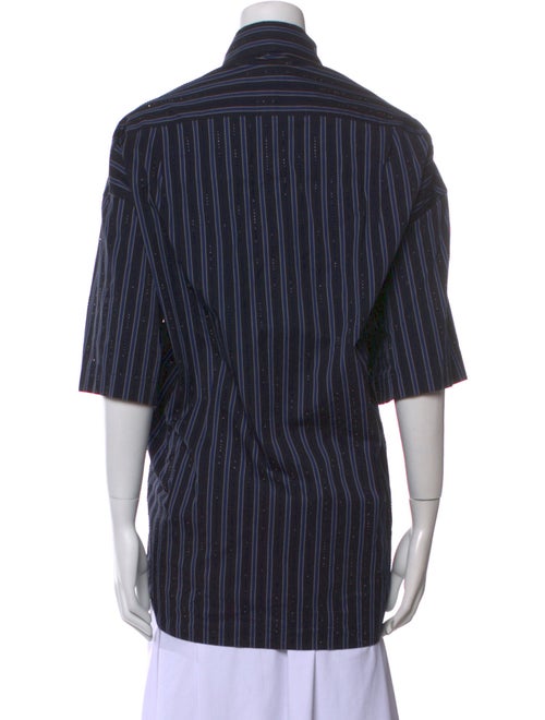 Sandro Striped Three-Quarter Sleeve Button-Up Top
