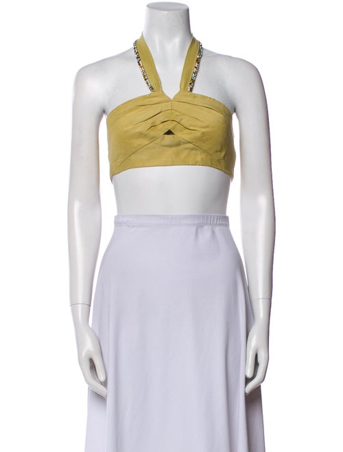 Sandro Halterneck Sleeveless Crop Top