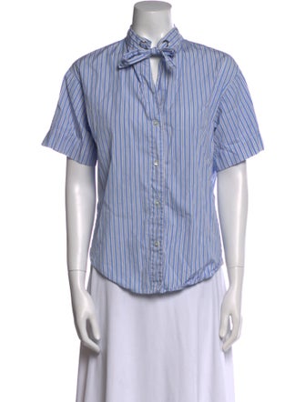 Sandro Striped Short Sleeve Button-Up Top