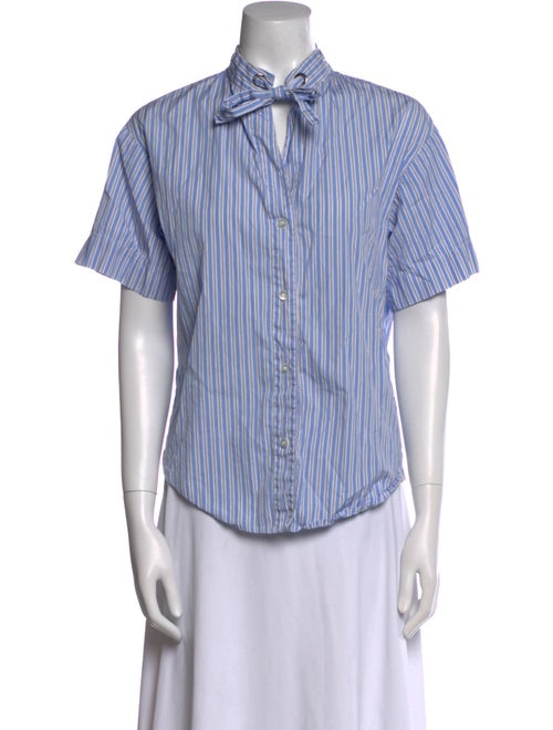 Sandro Striped Short Sleeve Button-Up Top