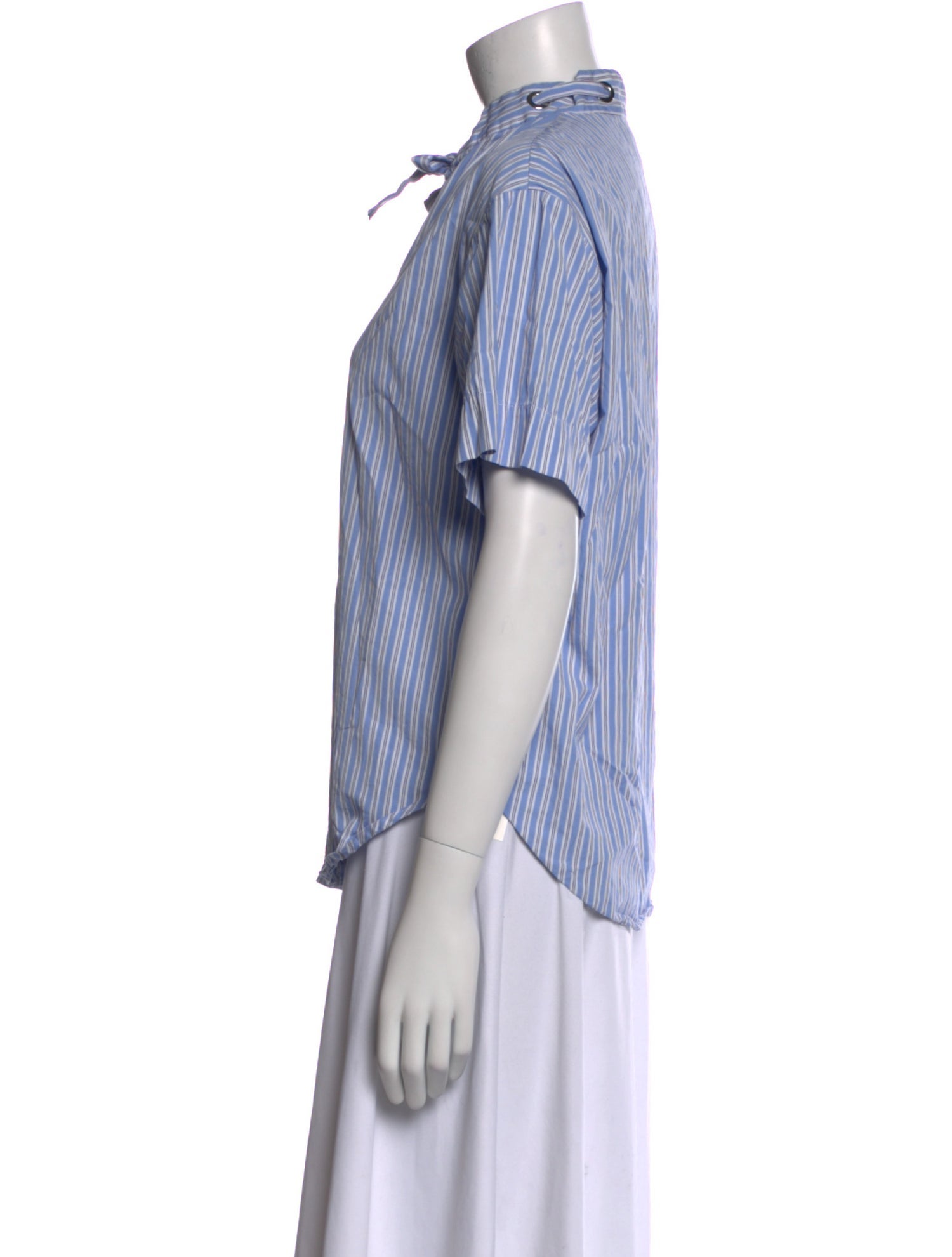 Sandro Striped Short Sleeve Button-Up Top