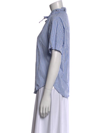 Sandro Striped Short Sleeve Button-Up Top