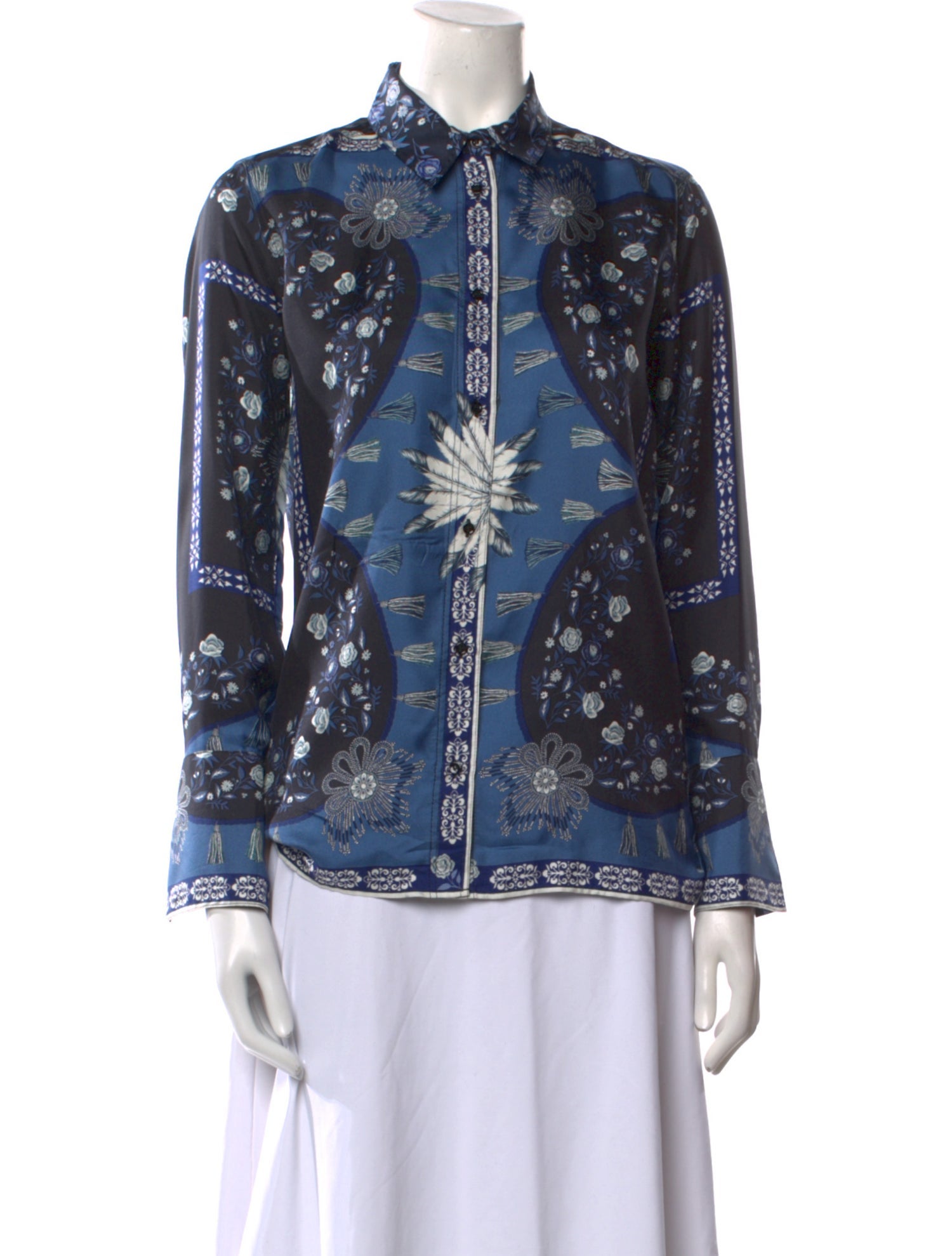 Sandro Printed Mock Neck Polo