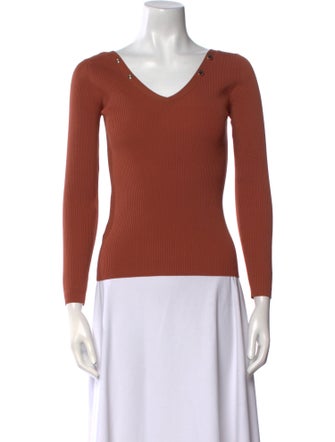 Sandro V-Neck Long Sleeve Top