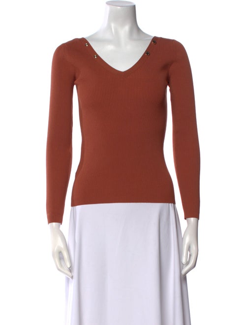 Sandro V-Neck Long Sleeve Top