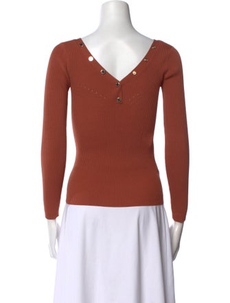 Sandro V-Neck Long Sleeve Top