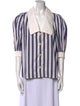 Sandro Striped Three-Quarter Sleeve Button-Up Top