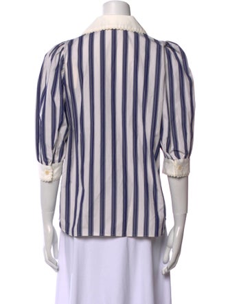 Sandro Striped Three-Quarter Sleeve Button-Up Top
