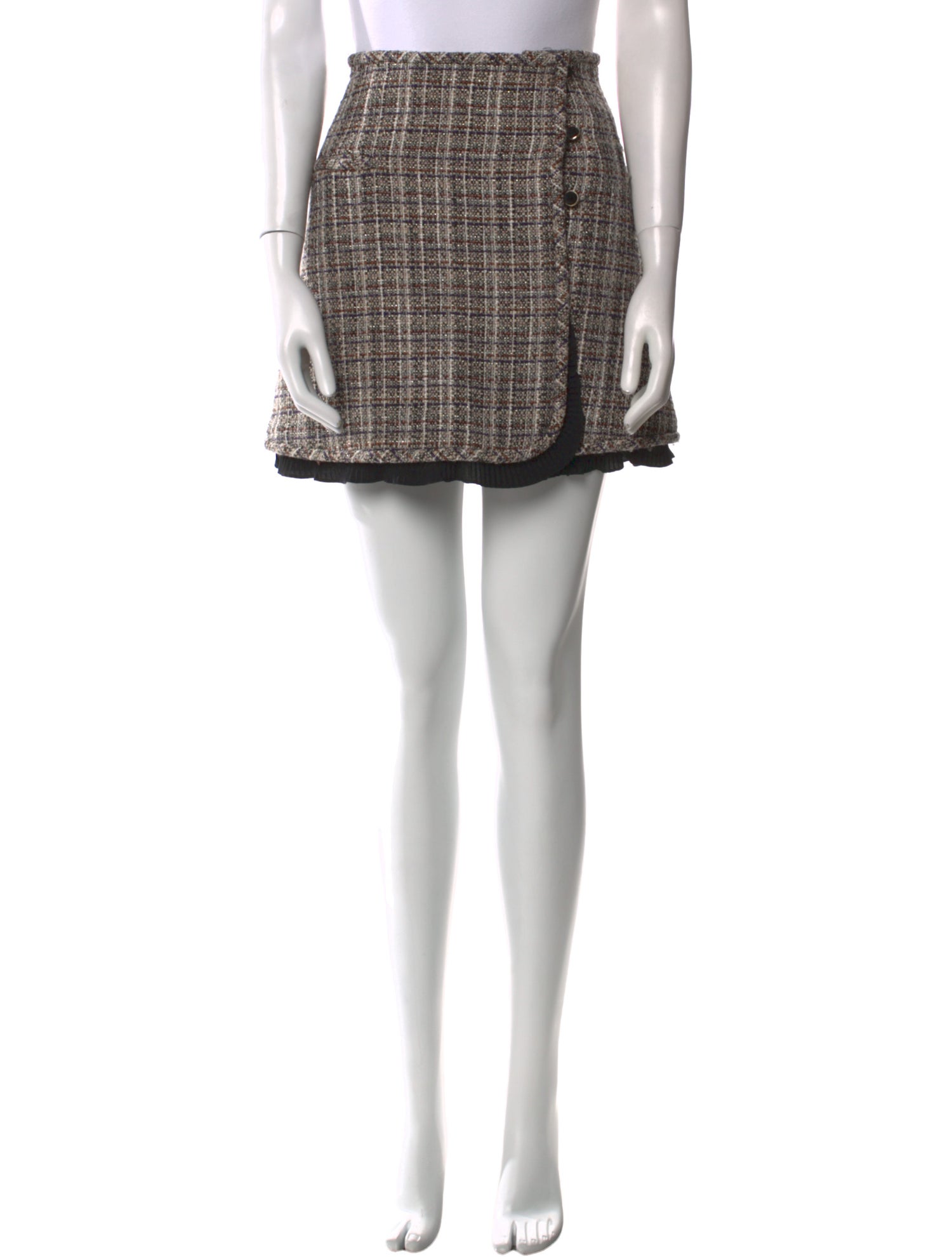 Sandro Plaid Print Mini Skirt