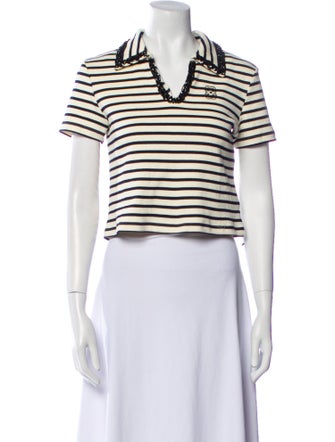 Sandro Striped Short Sleeve Crop Top