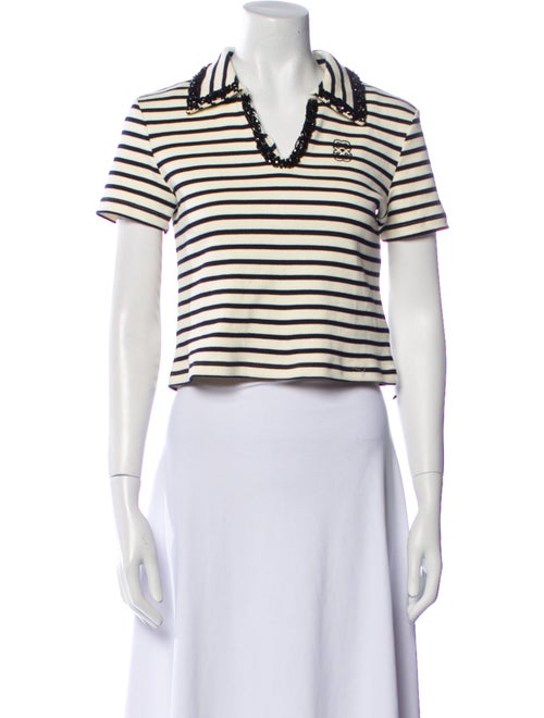 Sandro Striped Short Sleeve Crop Top
