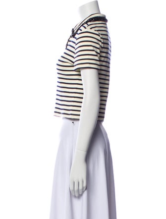 Sandro Striped Short Sleeve Crop Top