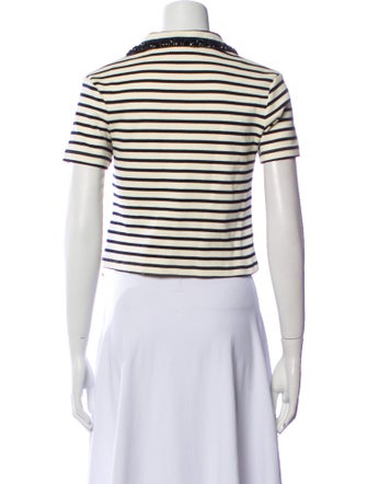 Sandro Striped Short Sleeve Crop Top