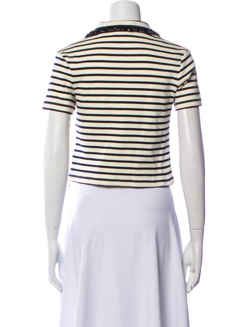 Sandro Striped Short Sleeve Crop Top