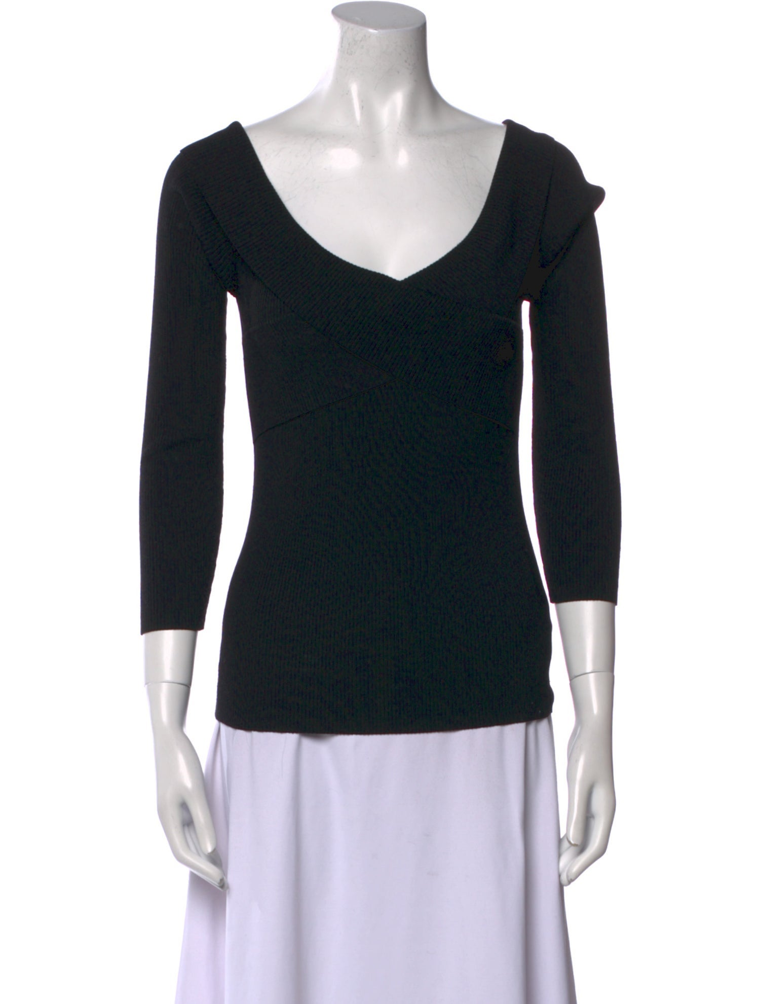 Sandro V-Neck Three-Quarter Sleeve Top