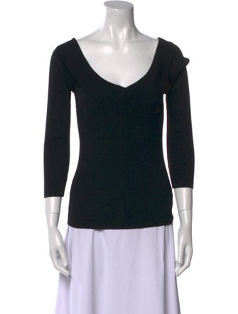 Sandro V-Neck Three-Quarter Sleeve Top