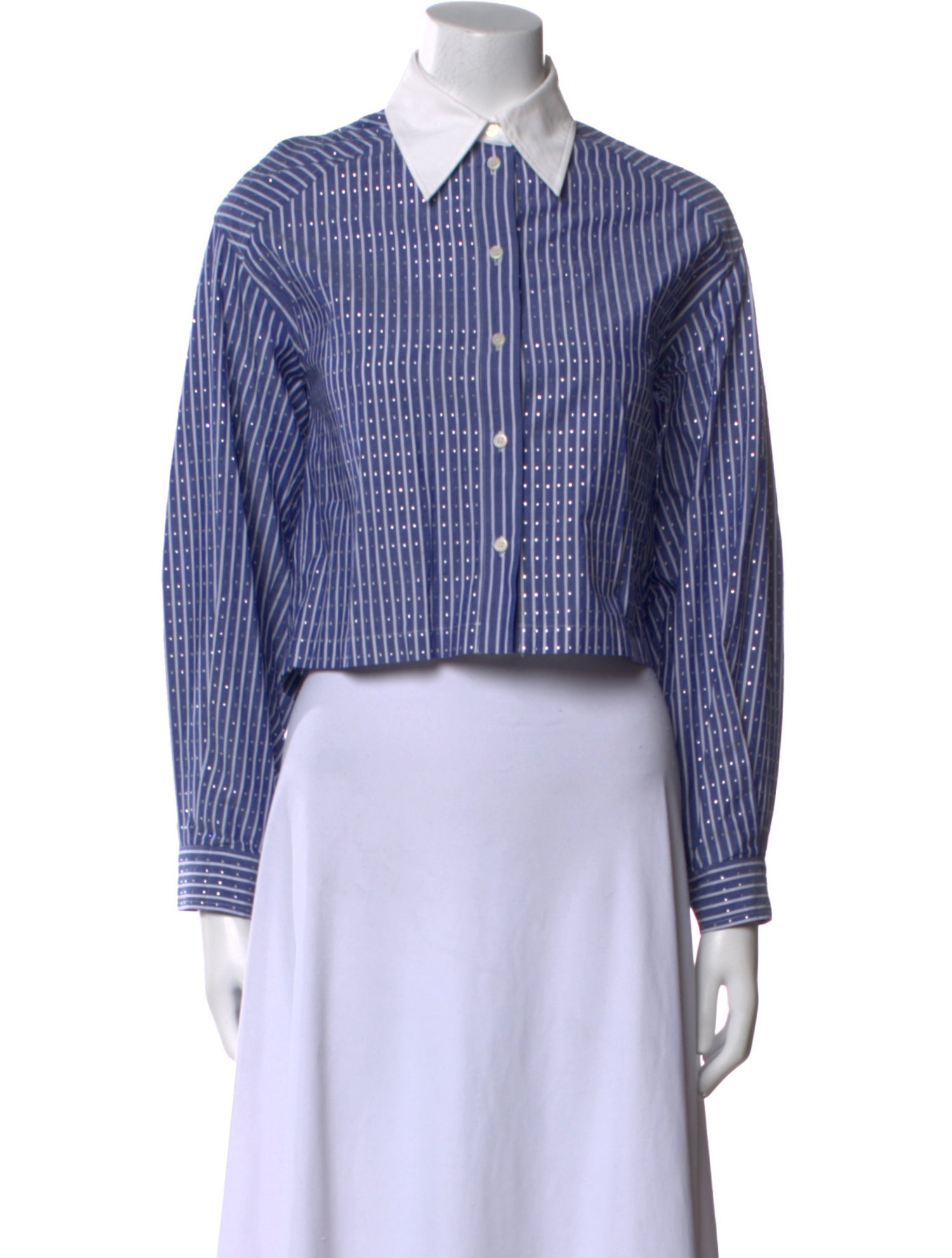 Sandro Striped Long Sleeve Crop Top