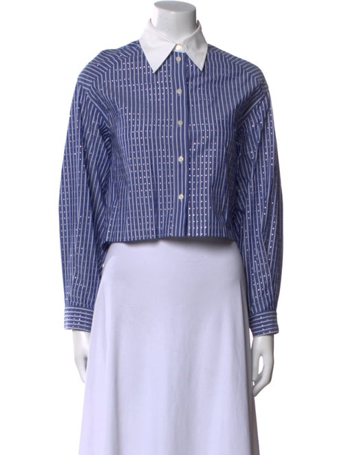 Sandro Striped Long Sleeve Crop Top