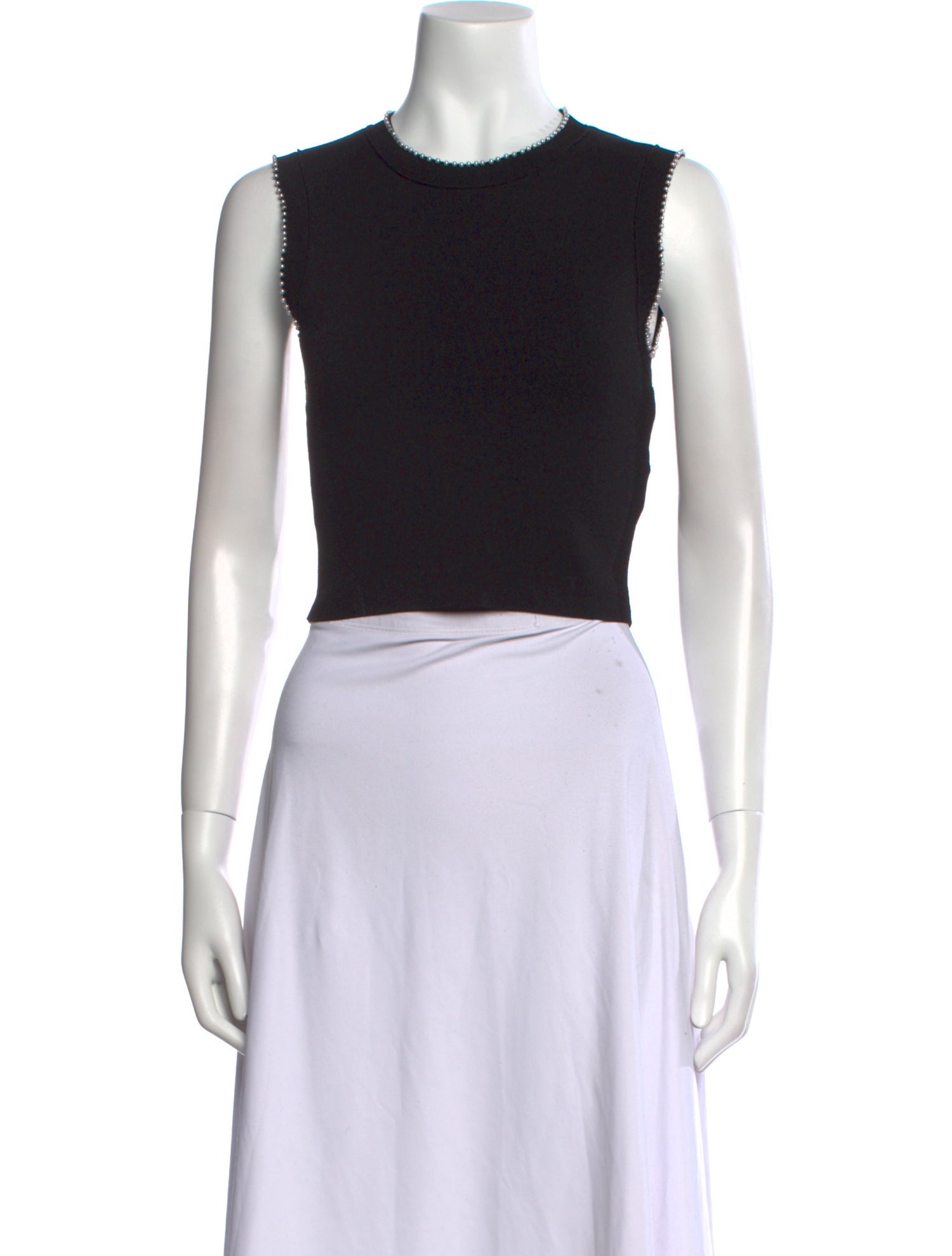 Sandro Crew Neck Sleeveless Crop Top