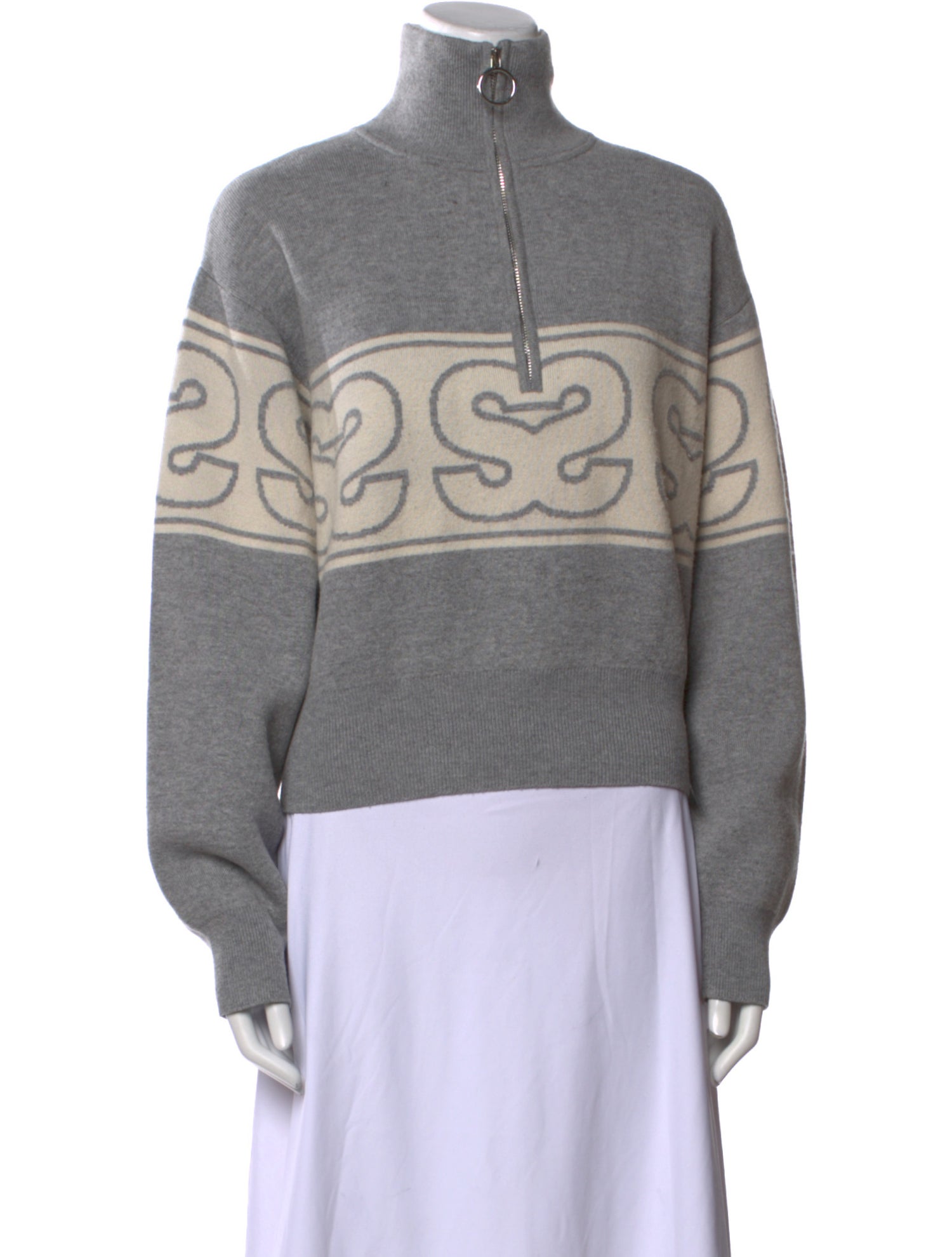 Sandro Printed Mock Neck Sweater