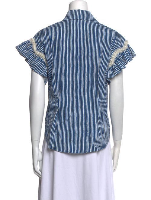 Sandro Striped Short Sleeve Button-Up Top