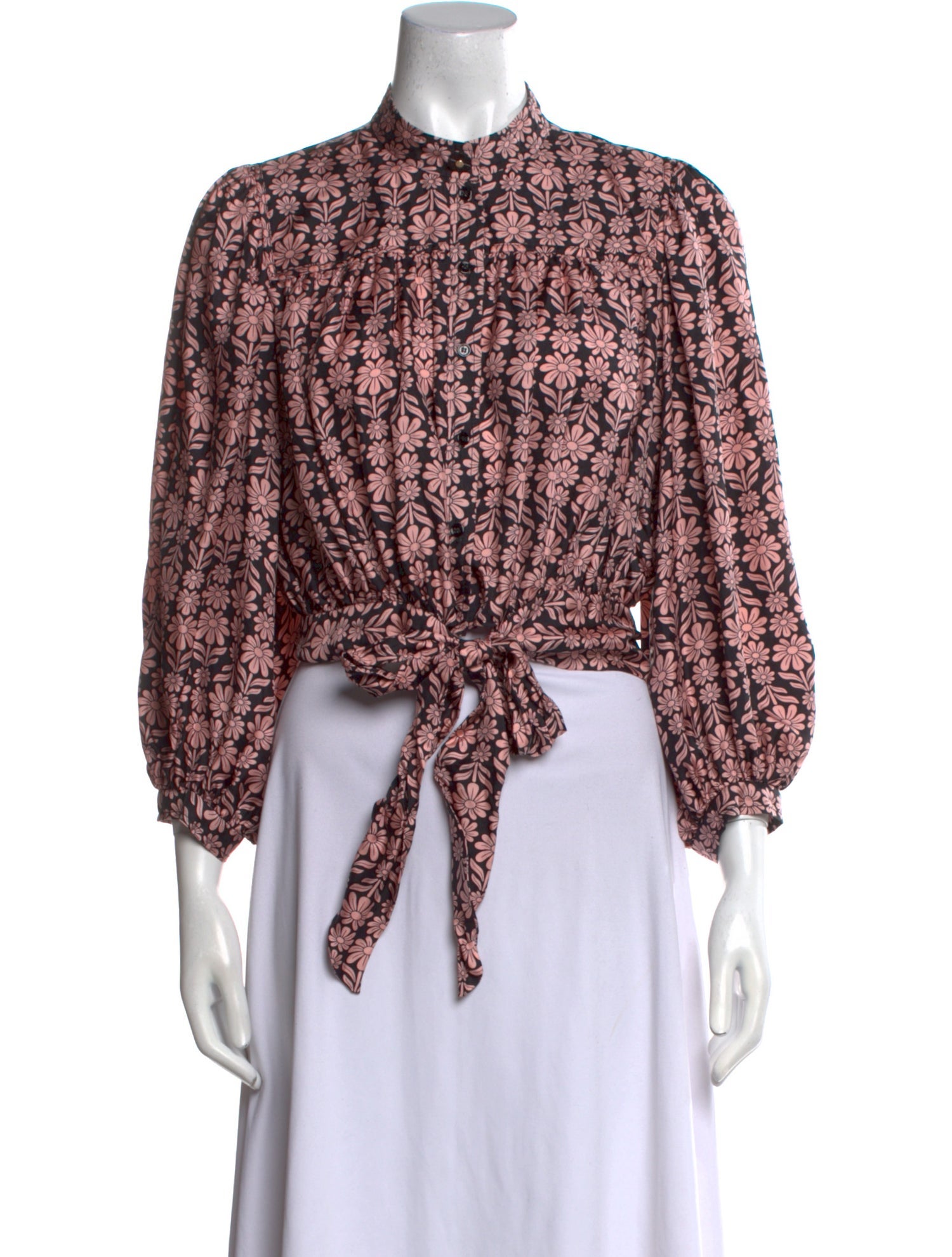 Sandro Silk Floral Print Crop Top