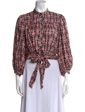 Sandro Silk Floral Print Crop Top