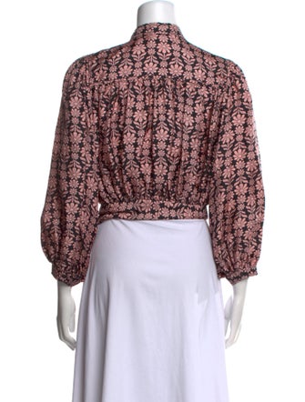 Sandro Silk Floral Print Crop Top