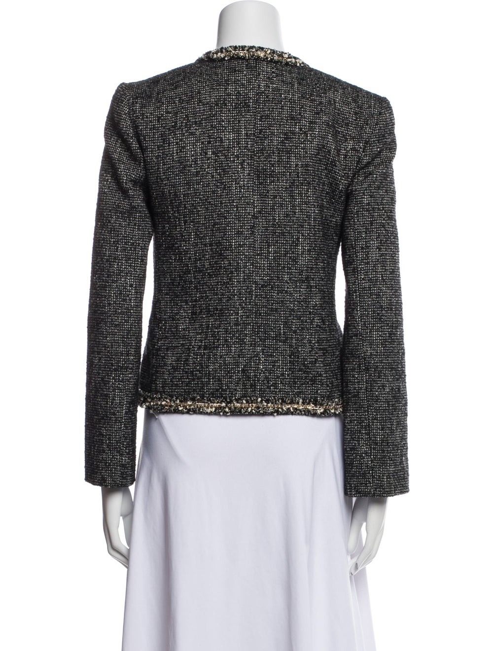 Sandro Evening Jacket Tweed Pattern Raw-Edge & Ch… - image 3