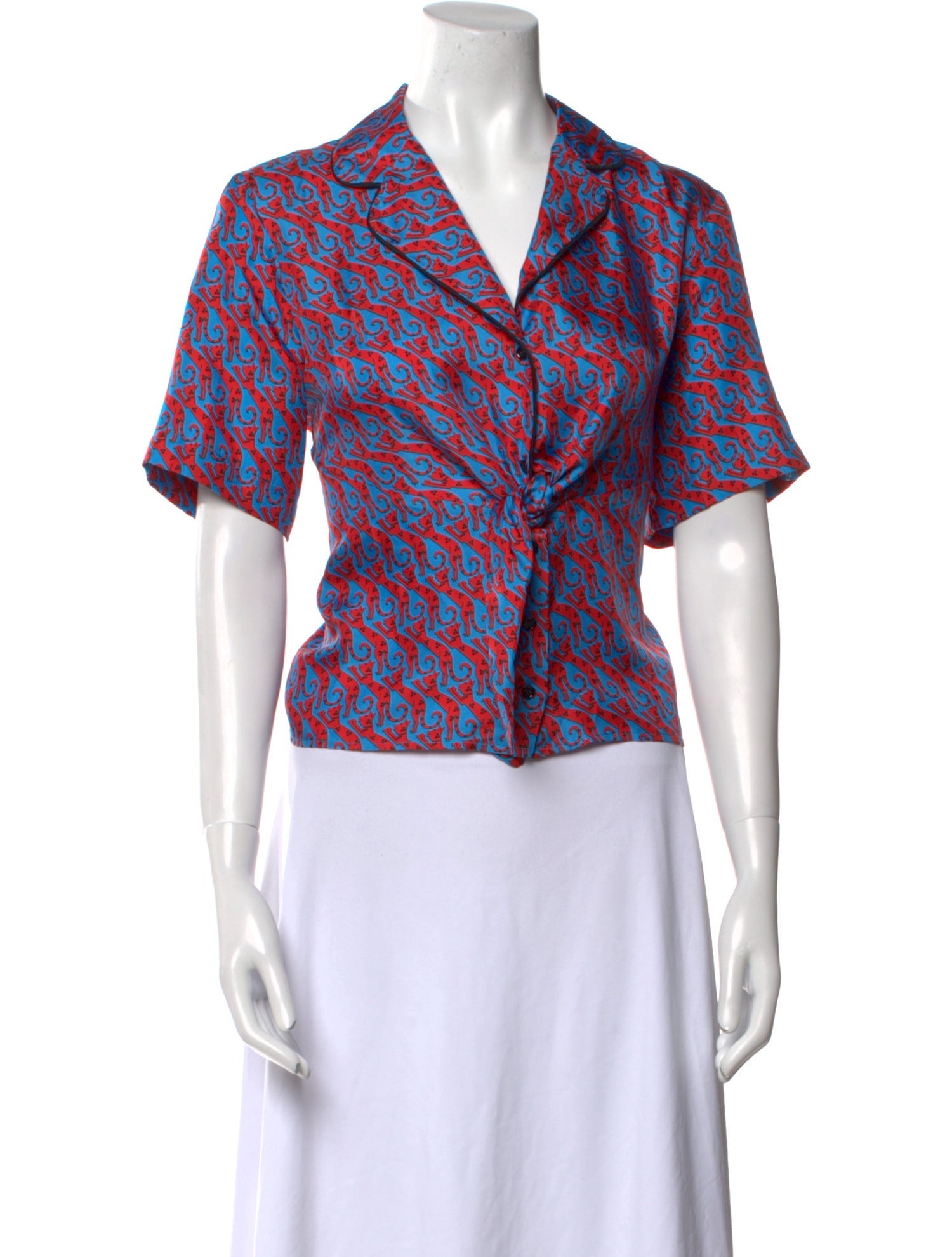 Sandro Silk Printed Crop Top