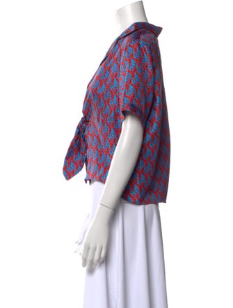 Sandro Silk Printed Crop Top