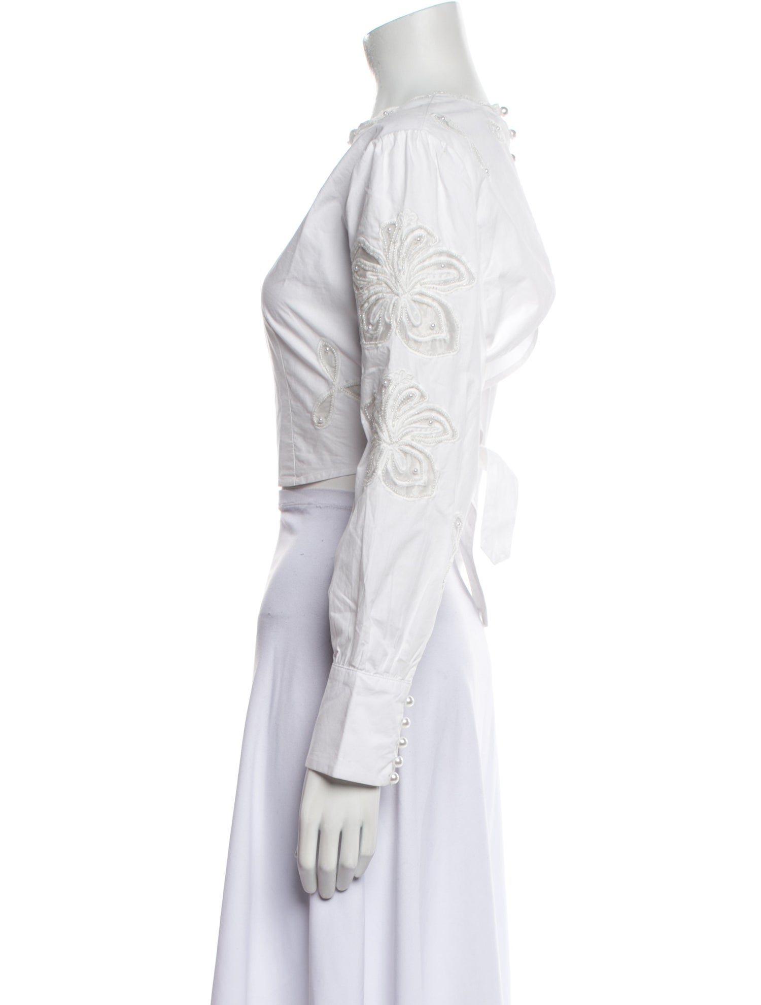 Sandro Crew Neck Long Sleeve Crop Top