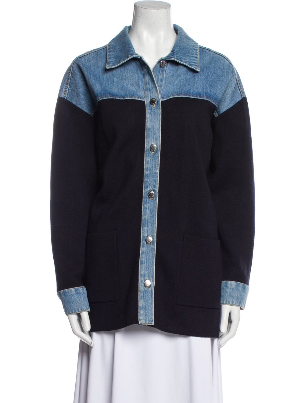 Sandro Jacket Blue Colorblock Pattern Pointed Col… - image 1