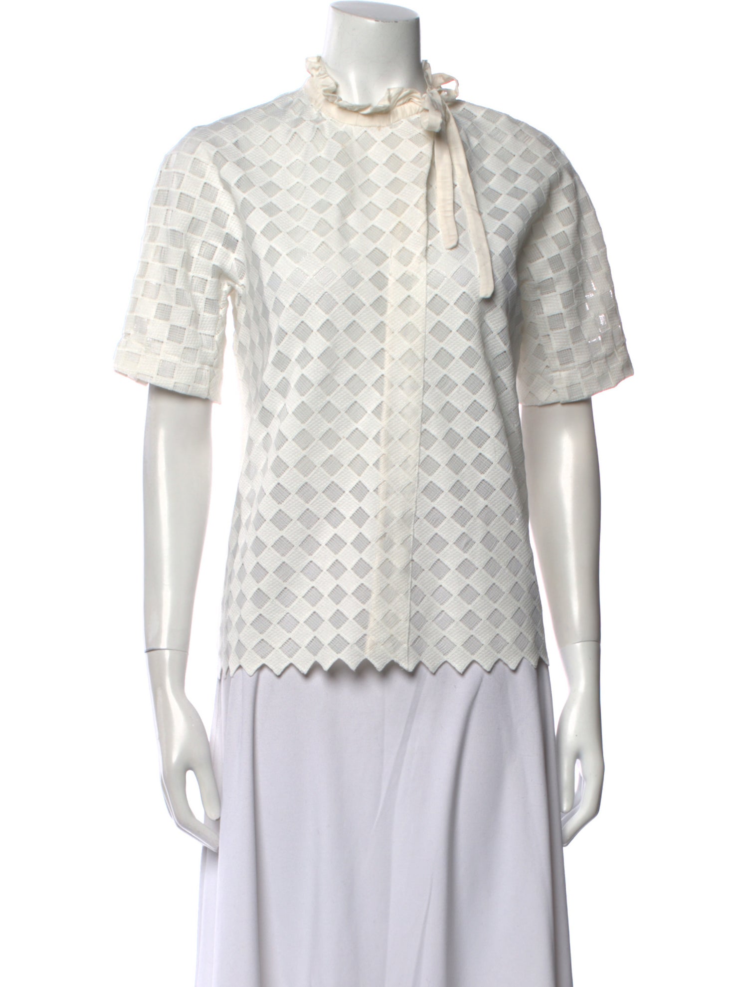 Sandro Lace Pattern Mock Neck Top