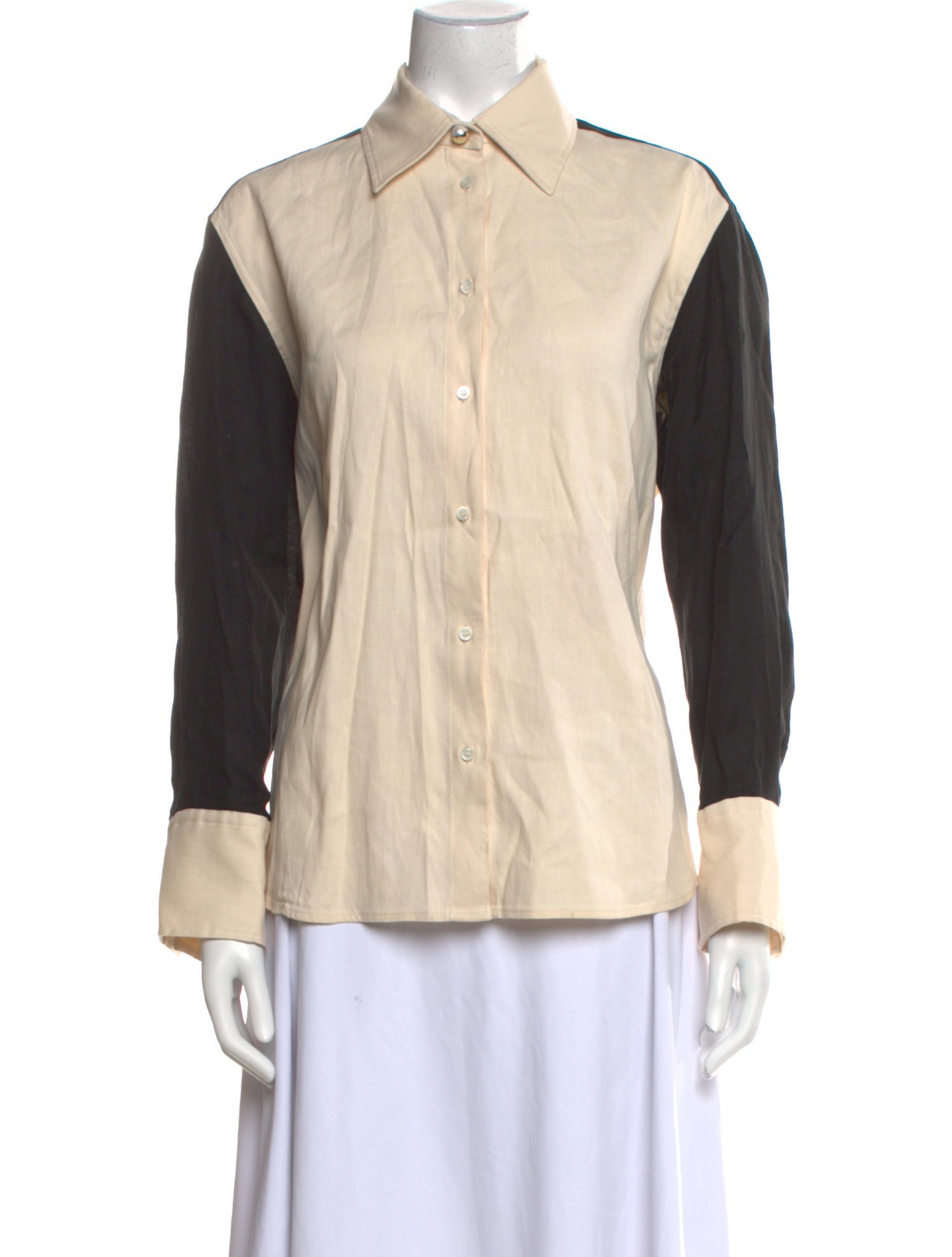 Sandro Linen Long Sleeve Button-Up Top
