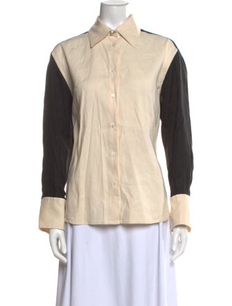 Sandro Linen Long Sleeve Button-Up Top