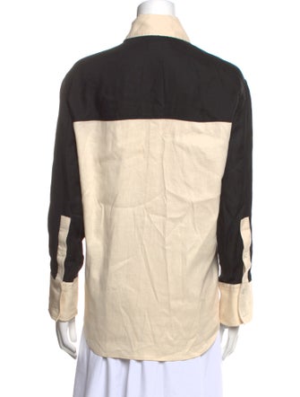 Sandro Linen Long Sleeve Button-Up Top