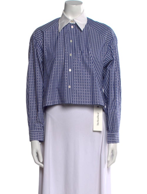 Sandro Striped Long Sleeve Crop Top